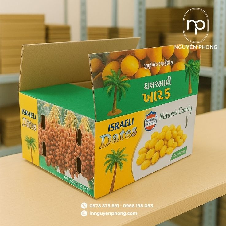 Mẫu thùng carton đựng trái cây in màu đẹp